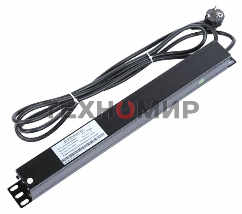 Аксессуар ЦМО Блок розеток Rem-16 с выкл., 8 Schuko, 16A, алюм., 19