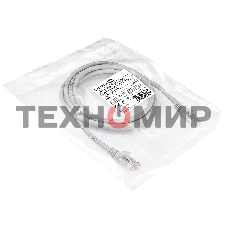 Патч-корд ExeGate EX286383RUS UTP-RJ45-RJ45-5e-2M-LSZH-GY, UTP, cat.5e, LSZH, 2м, серый