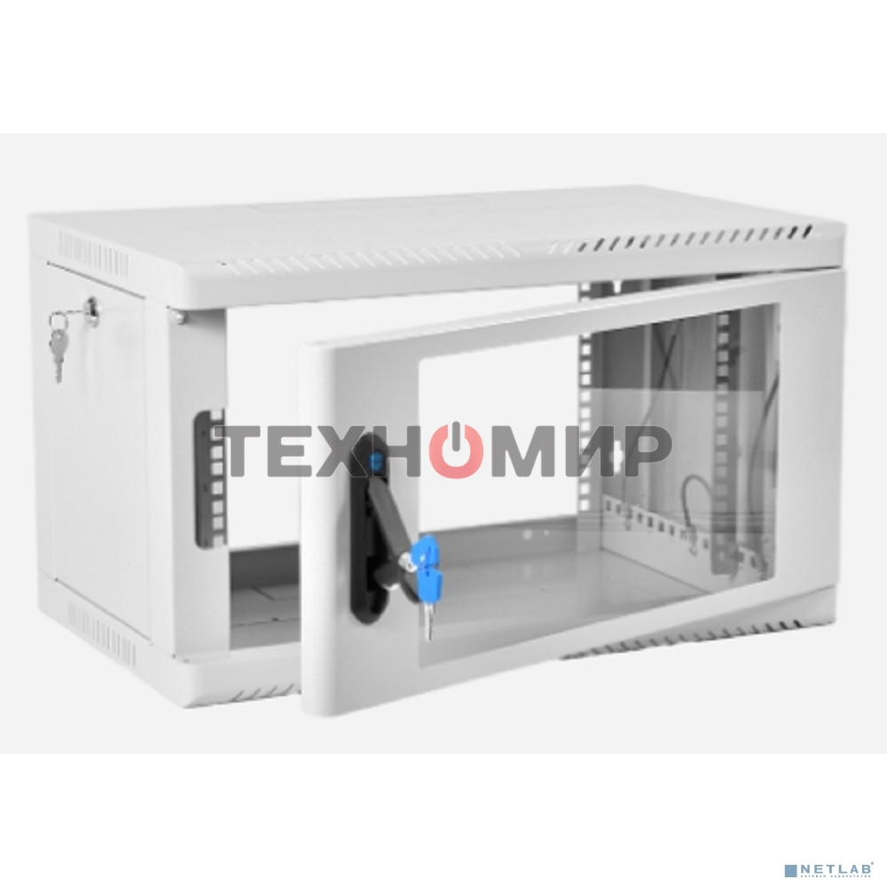 Шкаф коммутационный ЦМО (ШРН-6.500) напольный 6U 600x500 мм пер. дв. стекл 200 кг серый 470 мм 180 град.