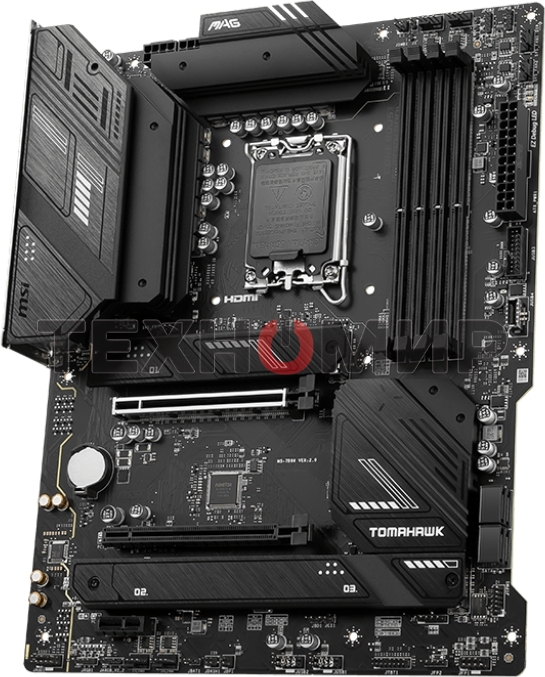 Материнская плата MSI MAG B760 TOMAHAWK WIFI, LGA 1700, Intel B760, 4xDDR5, 4xSATA, 3xM.2, 1xPCI-E 3.0 x4, 1xPCI-E 5.0 x16, 1xHDMI, 1xDP, 1xUSB Type-C, 1x2.5Gb LAN, 4xUSB-A 2.0, 4xUSB-A 3.2 Gen 2, 5x3.5 мм, 7.1, Standard-ATX