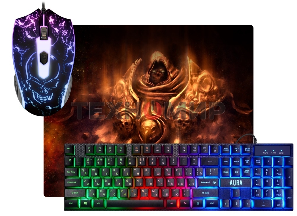 Комплект клавиатура+мышь Defender Aura MKP-117 проводной, USB, 2400 DPI, черный