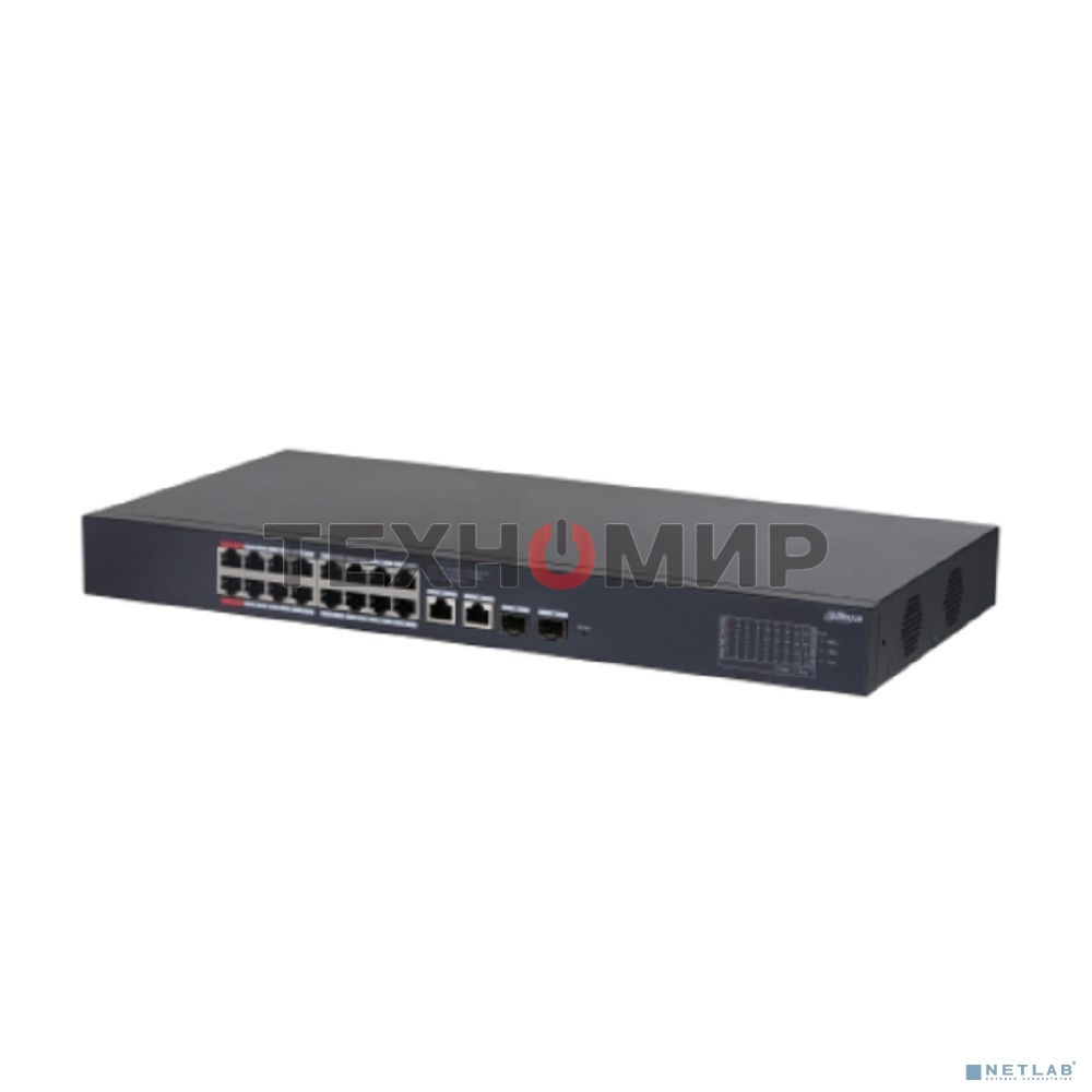 Коммутатор Dahua DH-CS4220-16GT-190 16x100 Мбит/с 2x1 Гбит/с 2xКомбо(1000BASE-T/SFP) управляемый