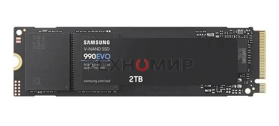 Накопитель SSD Samsung 990 EVO, 2000Gb, PCIe 4.0 x4, M.2 2280, NVMe, R/W 5000/4200