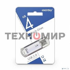 Флешка USB Smartbuy V-Cut series (SB4GbVC-S), 4Gb, USB 2.0, R/W 15/5, серебристый