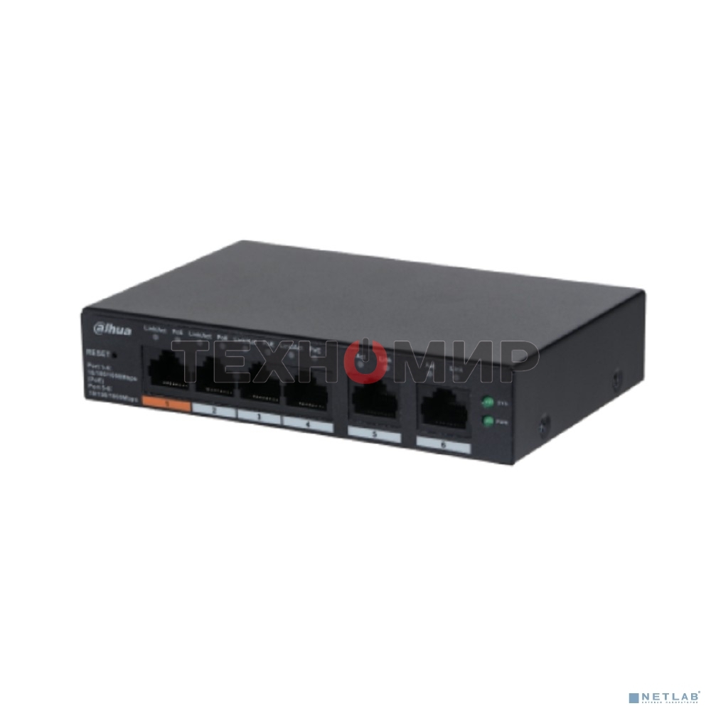 Коммутатор Dahua DH-CS4006-4GT-60 (L2) 4x1 Гбит/с 2xКомбо(1000BASE-T/SFP) 60W управляемый