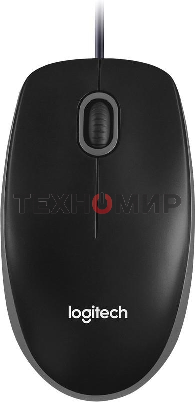 Мышь проводная Logitech B100 черный, 1000 dpi, USB, кнопки - 3