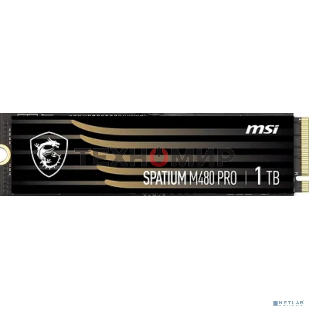 Накопитель SSD MSI SPATIUM M480 PRO, 1000Gb, M.2 2280, PCIe 4.0 x4, NVMe, R/W 7400/6000