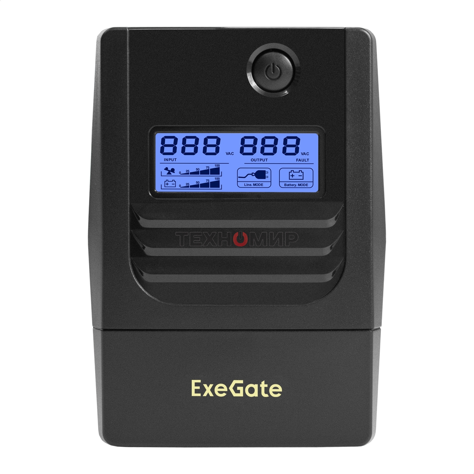 Источник бесперебойного питания ExeGate Smart LB-850.LCD.AVR.2SH.USB (850VA/510W, LCD, AVR, 2*Schuko, USB, батарея 12V 9Ah, черный)