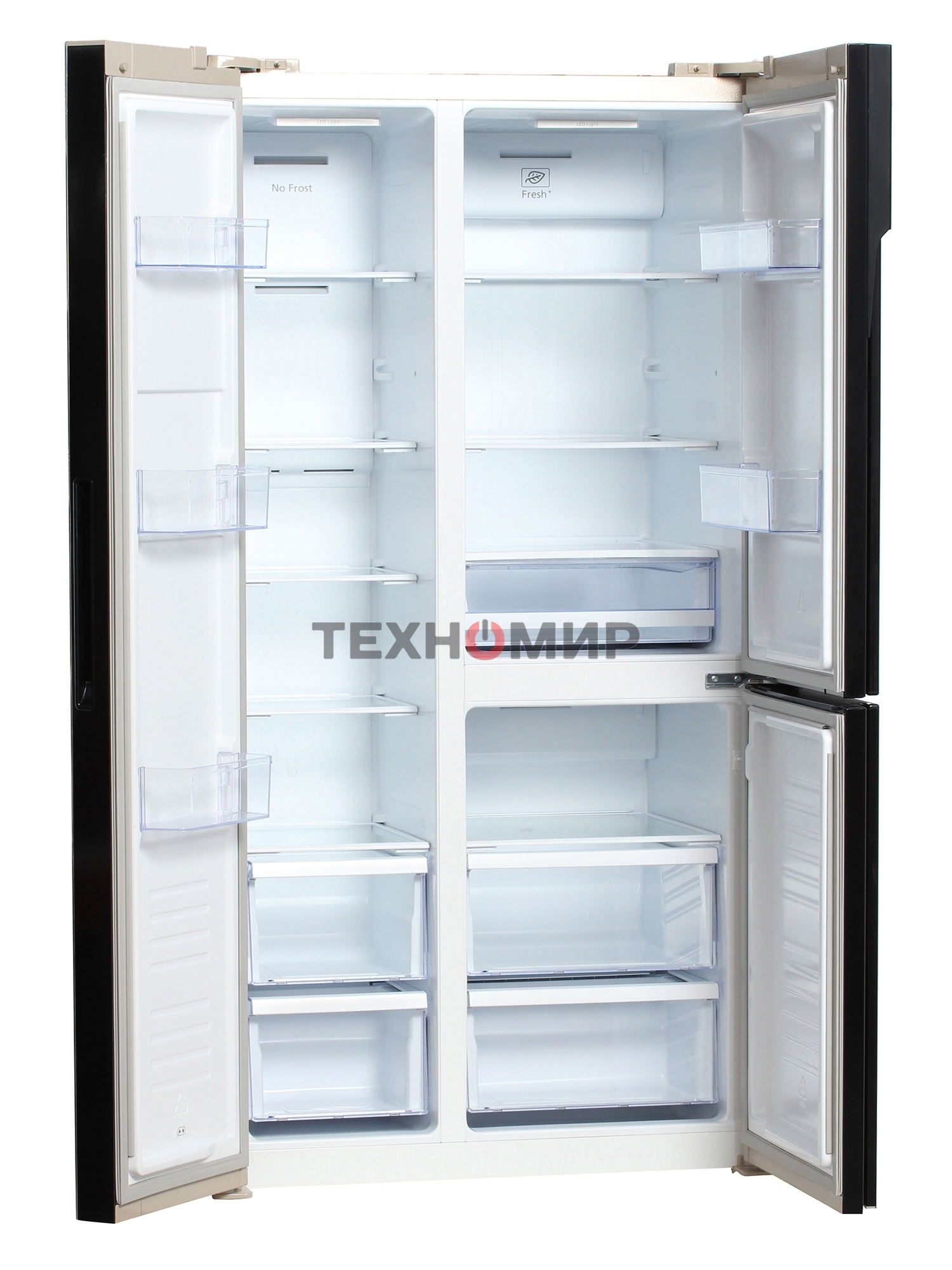 Холодильник Hyundai CS6073FV шампань трехкамерный 329/223л морозилка сбоку, No Frost, Side by Side