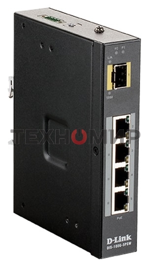 Коммутатор D-Link DIS-100G-5PSW/A1A Промышленный неуправляемый коммутатор с 4 портами 10/100/1000Base-T, 1 портом 1000Base-X SFP, функцией энергосбере