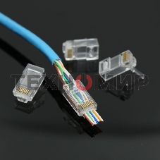 Коннектор RJ-45 (8P8C) LC-PTU-01/10 вилка универсальная. cat.5e. со сквозным отверстием(10 шт.)