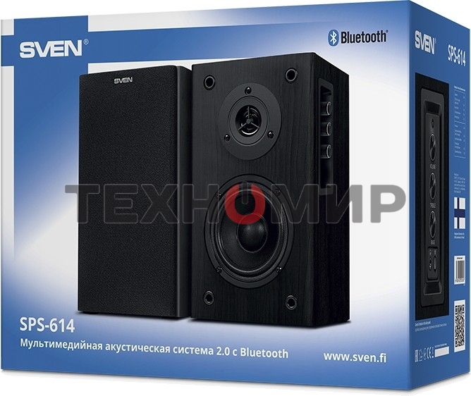 Акустическая система Sven SPS-614 2.0 (2x20W, Bluetooth, дерево, black)