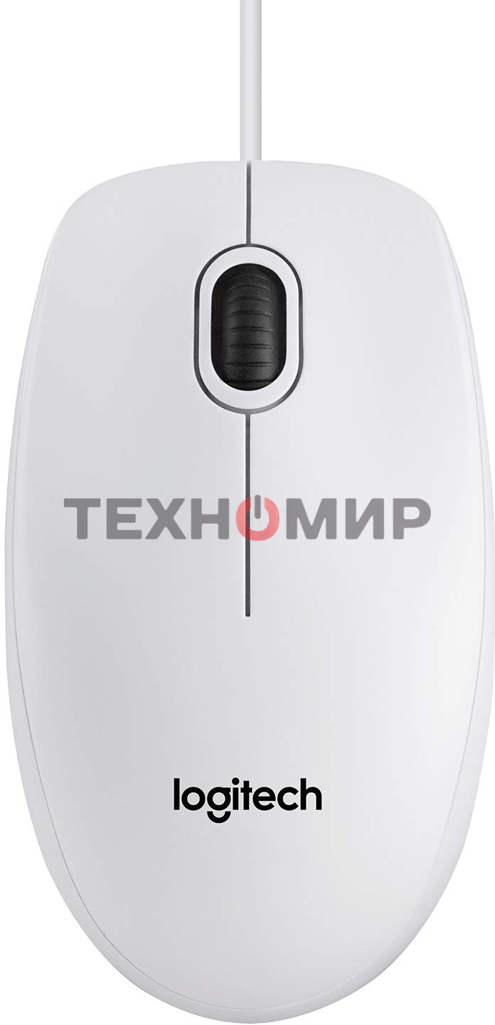 Мышь проводная Logitech B100 белый, 1000 dpi, USB, кнопки - 3