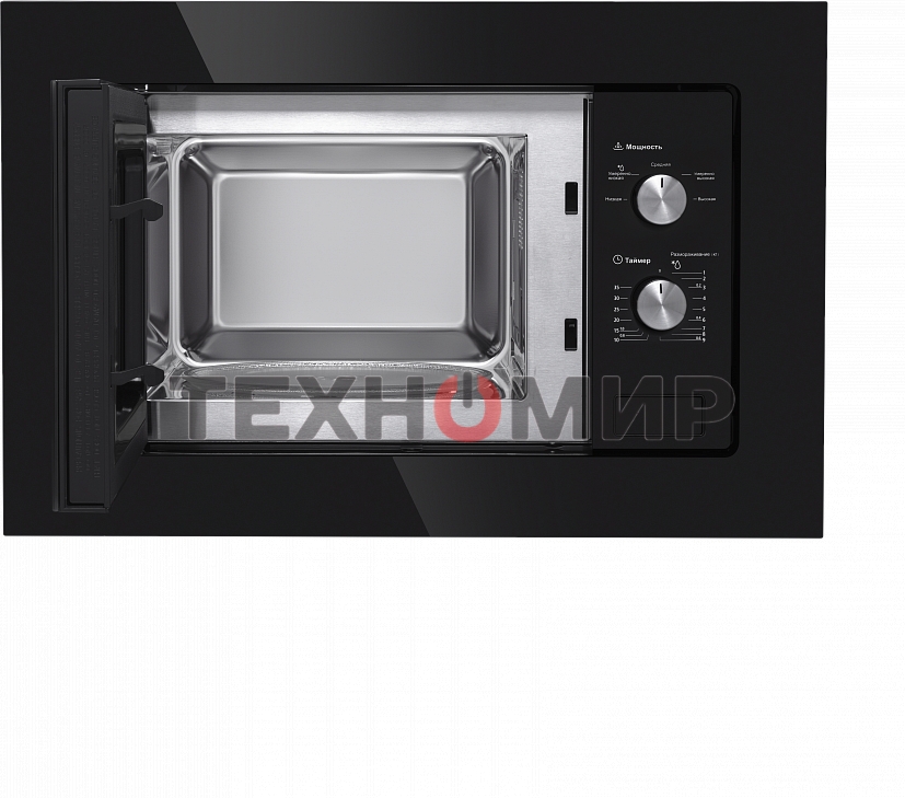 Встраиваемая микроволновая печь Maunfeld MBMO.20.1PGb черный, 20 л, 800 Вт, переключатели - поворотный механизм
