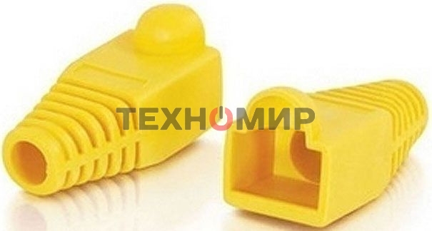 Защитные колпачки для кабеля 6,0мм cat.5, на соединение коннектора с кабелем, желтый, 100 шт. в пачке