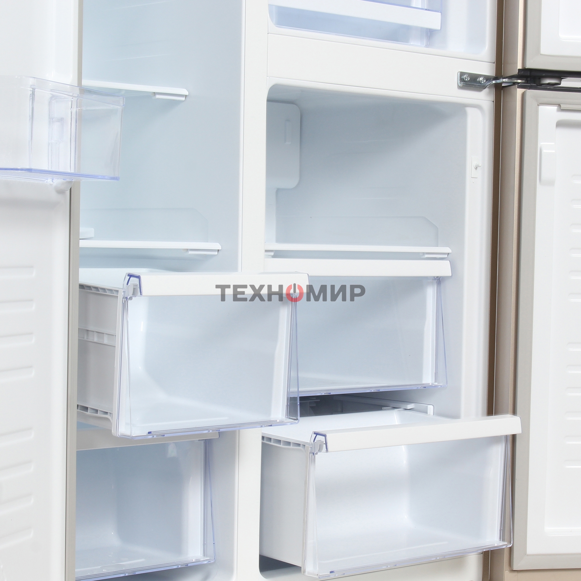 Холодильник Hyundai CS6073FV шампань трехкамерный 329/223л морозилка сбоку, No Frost, Side by Side