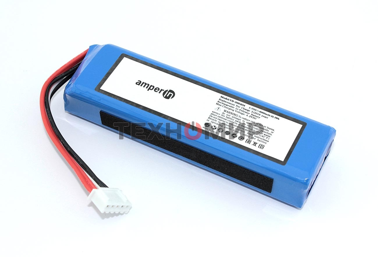 Аккумуляторная батарея Amperin для JBL Charge 3 (2016 year) GSP1029102A 6000mAh 3,7V (прямая полярно