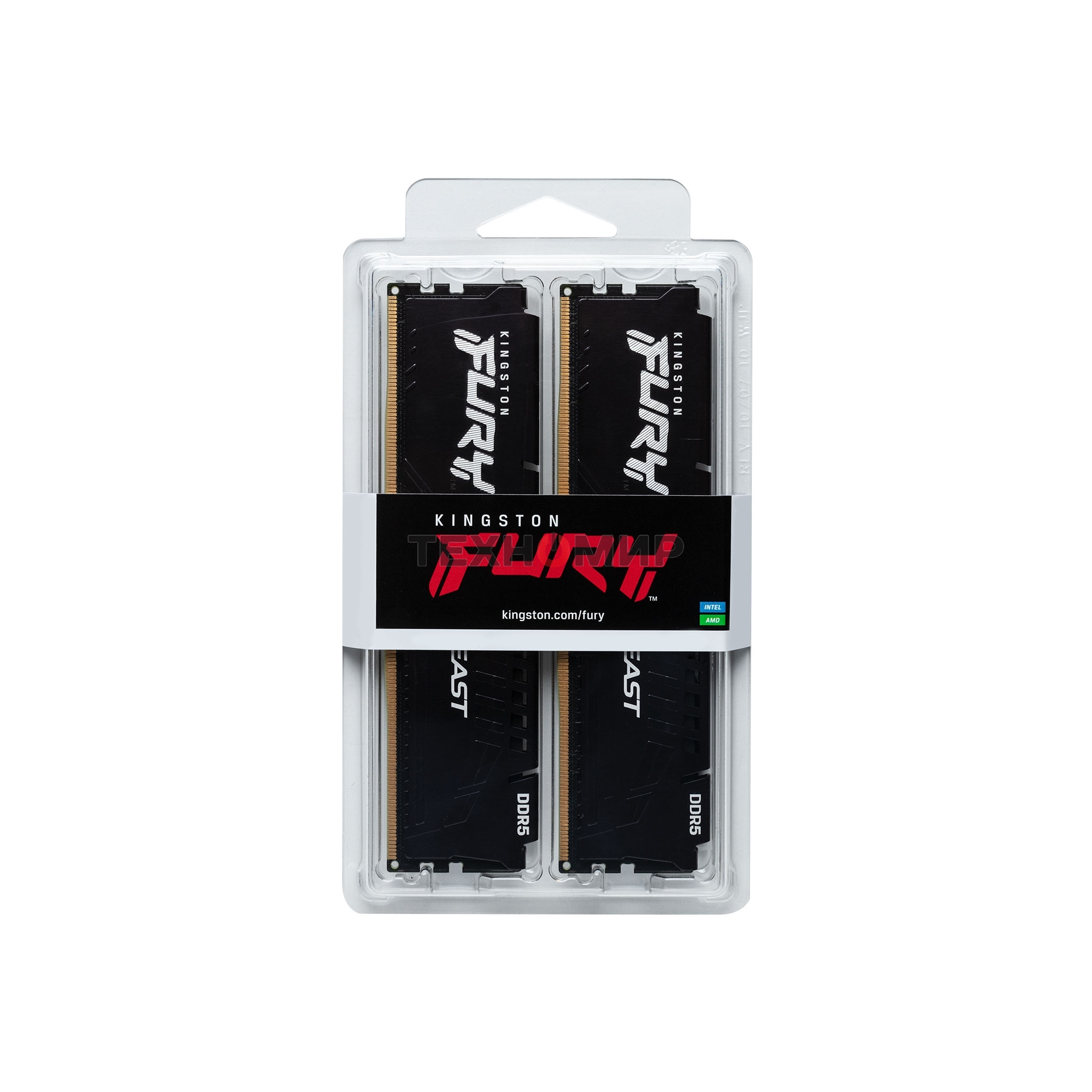 Оперативная память Kingston Fury Beast, DDR5, 64Gb (2x32 GB), 5600 MHz, CL36, радиатор, черный