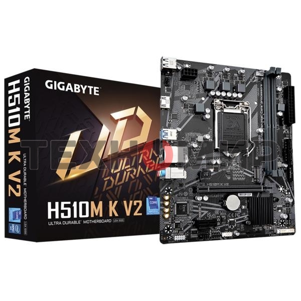 Материнская плата Gigabyte H510M K V2 (rev. 2.0), LGA 1200, Intel H470, 2xDDR4, 2xSATA, 1xM.2, 1xPCIe 3.0 x16, 1xPCIe 3.0 x1, 1xHDMI, 1x 1Gb LAN, 2xUSB 3.2 Gen 1, 4xUSB 2.0, 3x3.5 мм, 7.1, Micro ATX