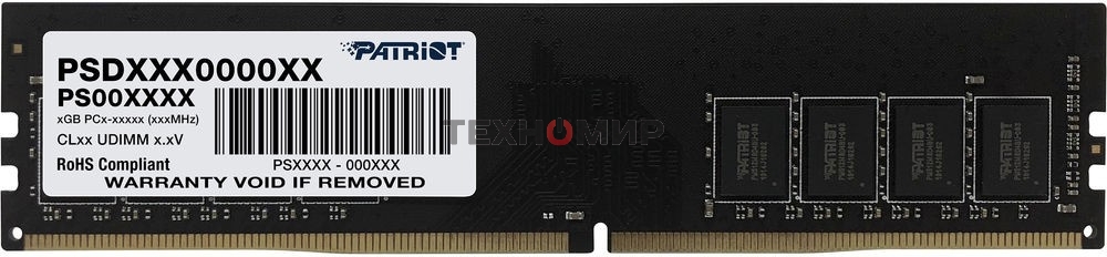 Оперативная память Patriot Signature, DDR4, 16GB (1x16 GB), 3200 MHz, CL22, DIMM