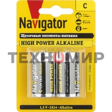 Элемент питания алкалиновый Navigator C/LR14 NBT-NE-LR14-BP2 (блист.2шт)