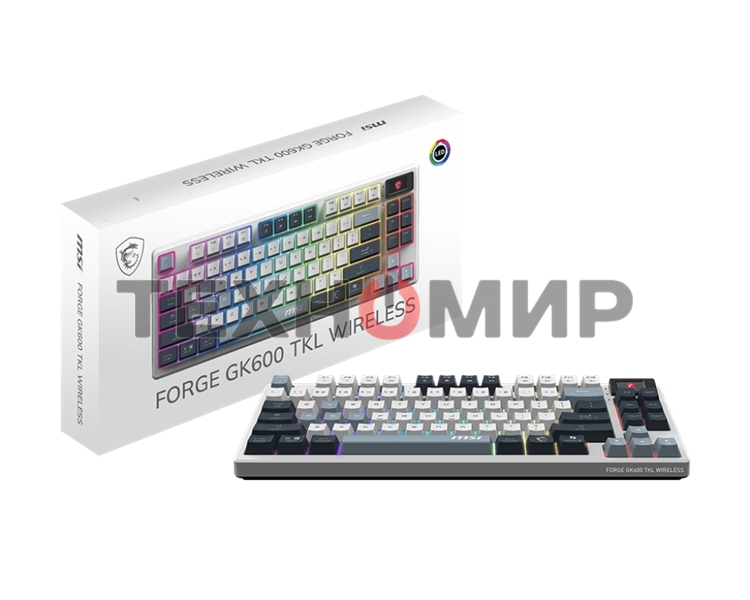 Клавиатура MSI Forge GK600 гибридная, Bluetooth, радиоканал, белый