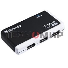 Разветвитель USB Defender QUADRO INFIX USB2.0 - 4 порта, скор. - до 480 Мбит/с, + кабель USB 2.0 A(M) - MiniB (M) - 1м.