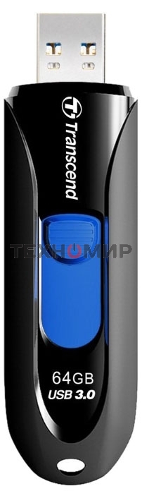 Флешка USB Transcend JetFlash 790 (TS64GJF790K), 64 Gb, USB 3.0, R/W 90/40, черный/синий