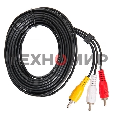 Кабель соединительный аудио-видео Buro 3хRCA (m)/3хRCA (m) 5м. черный