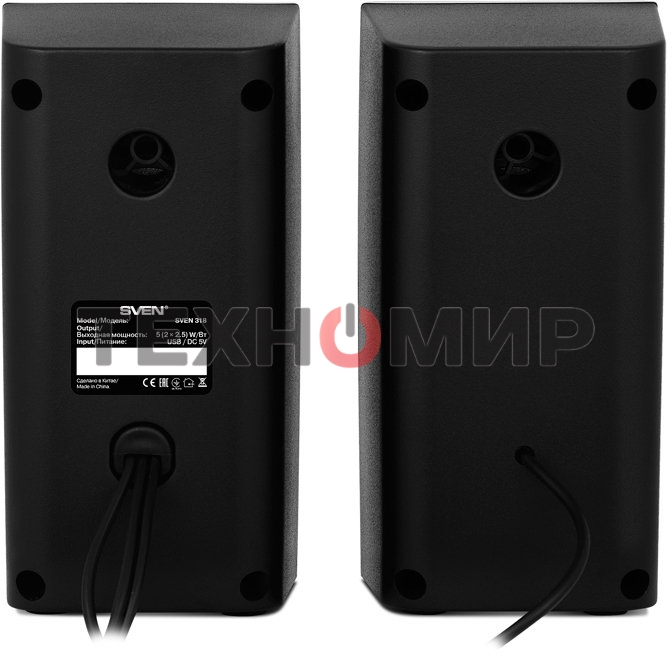 Колонки Sven 318 черный USB-порт ПК, ноутбука или адаптер 5V DC