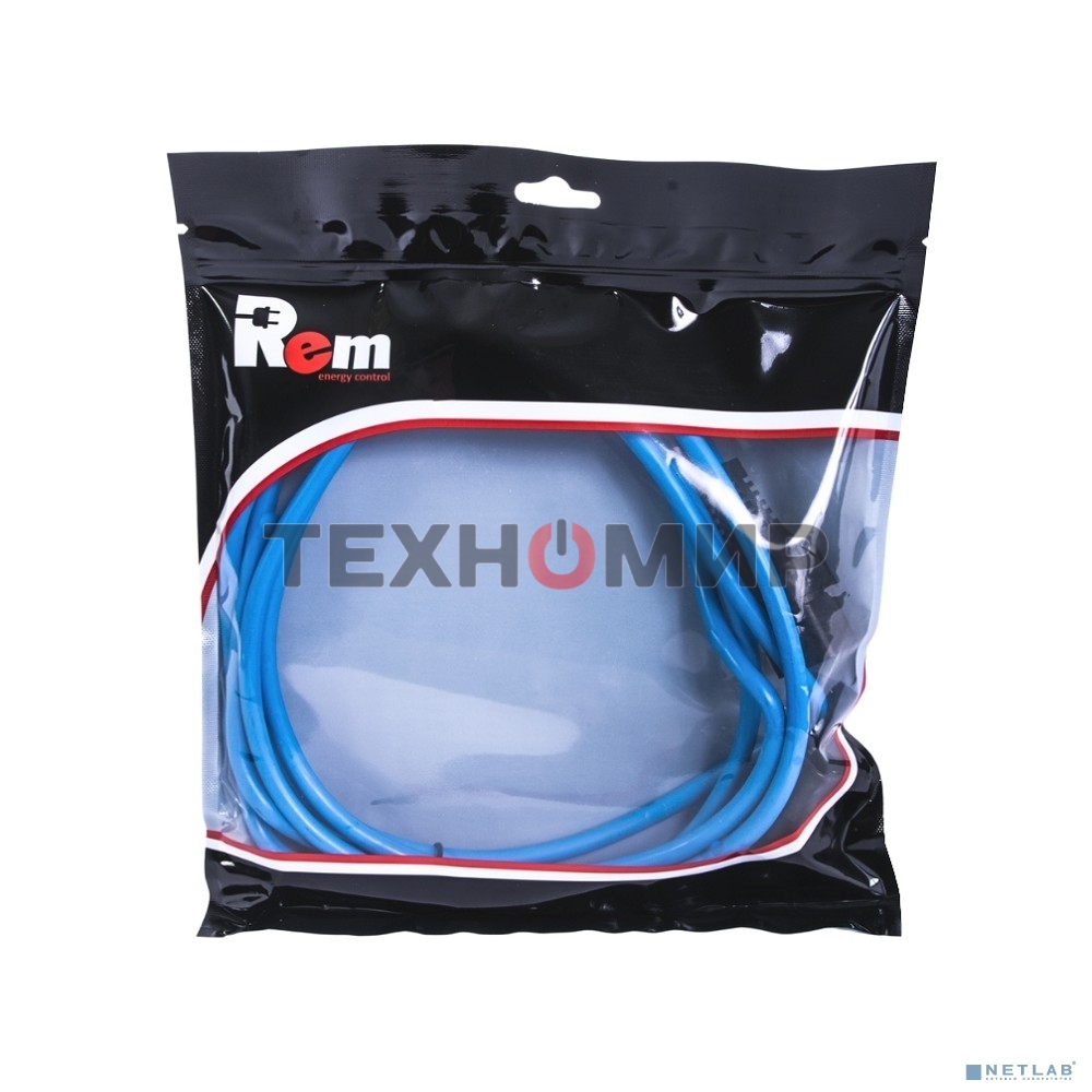 Шнур питания с фиксатором REM IEC 60320 C13/IEC 60320 C14, 10 А/250 В (3 * 1,0), длина 1,8 м, синий R-10-Cord-C13-C14-1.8-Blue