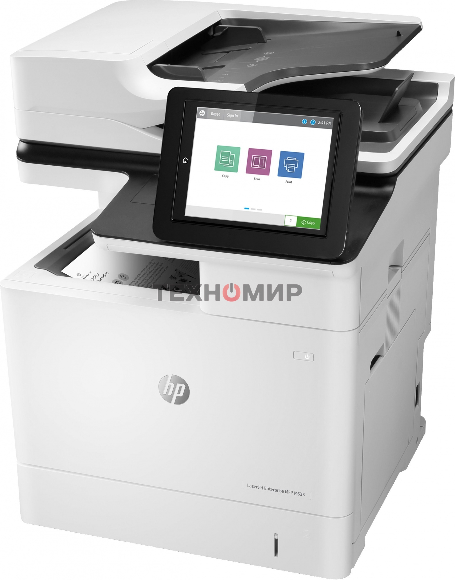 МФУ лазерное HP LaserJet Enterprise MFP M635h (A4, принтер/копир/сканер, 1200dpi, 61ppm, 1.5Gb+HDD500Gb, DADF150, Duplex, Lan, USB) (7PS97A)