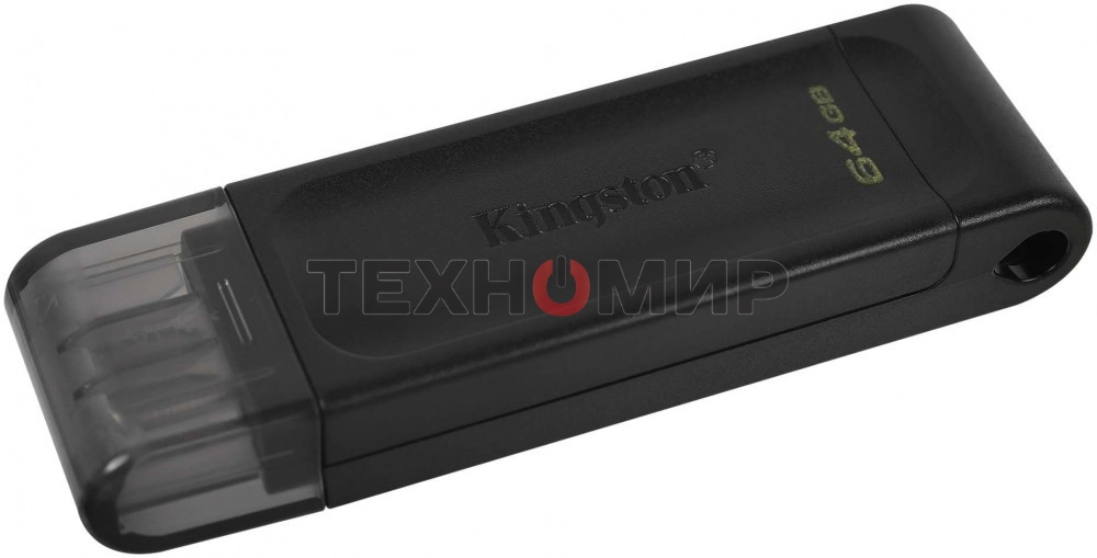 Флешка USB Kingston DataTraveler DT70 (DT70/64Gb), 64Gb, USB-C 3.2 Gen 1, R/W 70/45, черный