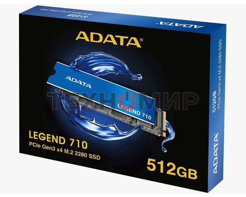 Накопитель SSD ADATA LEGEND 710, 512Gb, PCIe 3.0 x4, M.2 2280, NVMe, R/W 2400/1600, с радиатором