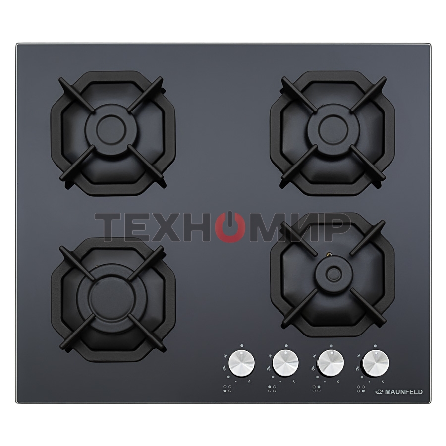 Газовая варочная панель Maunfeld EGHG.64.2CB/G, 4 конфорки, закаленное стекло, черный