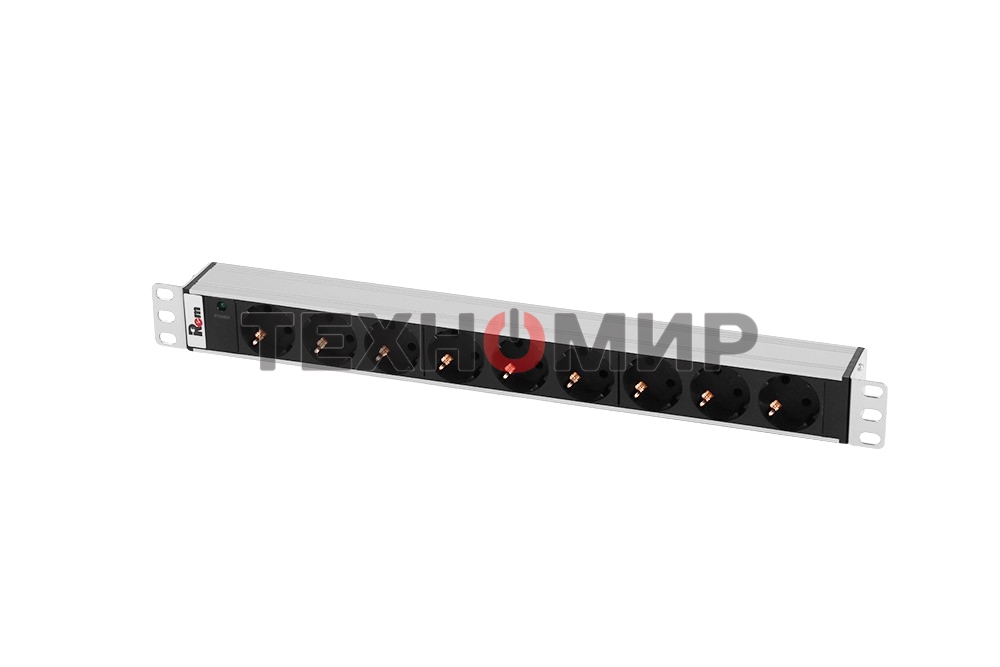 Блок розеток Rem-10 без шнура с инд., 9 Sсhuko, вход IEC 60320 C14, 10A, алюм., 19