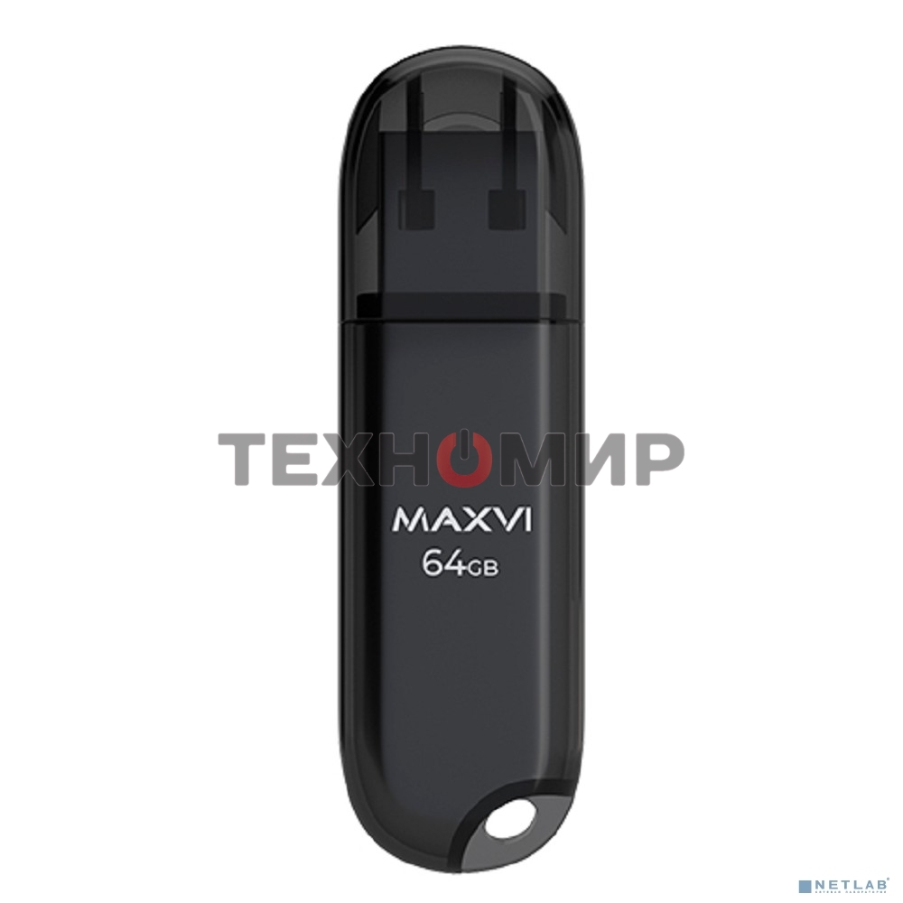Флешка USB Maxvi P1 (FD64GBUSB20C10P1 black), 64Gb, USB 2.0, R/W 12/5, черный