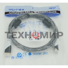 Кабель HDMI Ver.1.4 черный jack HDMI(19pin)/HDMI(19pin) 1.8м феррит.кольца позолоченные контакты