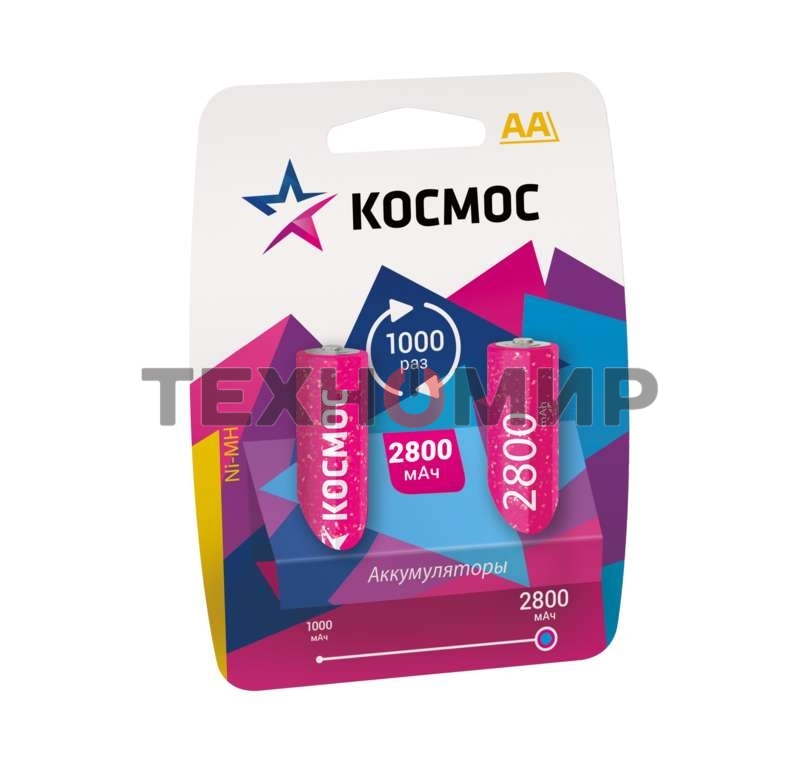 Аккумулятор Космос KOCR6NIMH2800MAH2BLR6 NiMn 2800мА·ч BP-2(блист.2шт.) ЦЕНА ЗА 1 шт