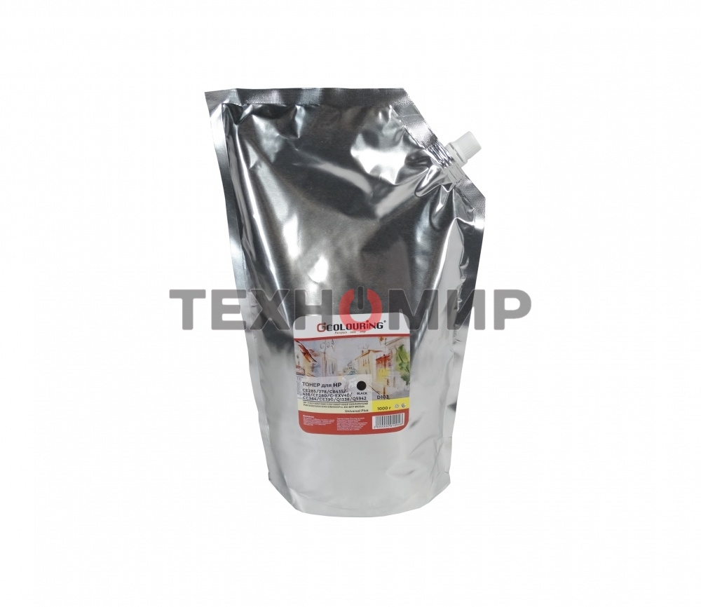 Тонер Colouring CG-CE285/278/CB435/436/CF280/C-EXV40/CC364/CE390/Q1338/Q5942 для HP 1102/1505/1506/1120/1566/P1005/P1505/4200/5200/P4010/4015/4510/4515/M4555/Pro 400 MFP M425dn 1000гр Universal Plus Фасовка РФ SOFT
