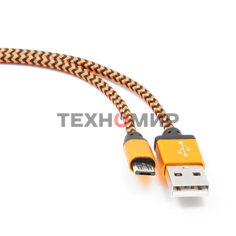 Кабель Gembird USB 2.0 Cablexpert AM/microBM 5P, 1м, нейлоновая оплетка, алюминиевые разъемы, оранжевый, пакет