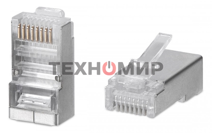 Коннектор WRline (WR-8P8C-5E-SH) FTP cat.5e RJ45 прозрачный (упак.: 100 шт)