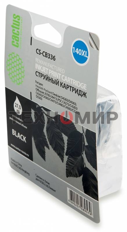 Картридж струйный Cactus CS-CB336 №140XL черный (29 мл.) для HP DJ D4263/D4363/DJ J5783/J6413/PSC C4273/C4283/C4343/C4383/C4473/C4483/C4583/C5283/D5363