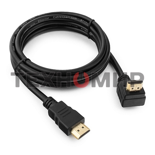 Кабель Cablexpert HDMI CC-HDMI490-6, 19M/19M, v2.0, медь, позол.разъемы, экран, угловой, 1.8м, черный, пакет