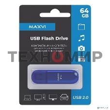 Флешка USB Maxvi P1 (FD64GBUSB20C10P1 blue), 64Gb, USB 2.0, R/W 12/5, синий