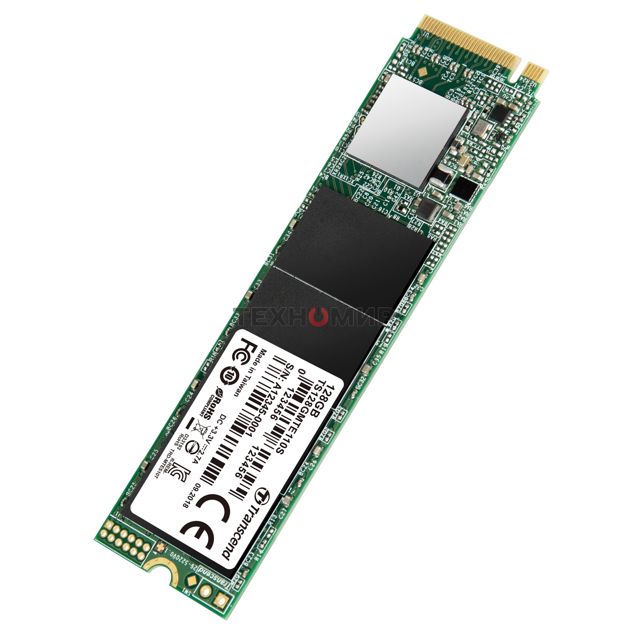 Накопитель SSD Transcend MTE110S, 128Gb, M.2 2280, PCIe 3.0 x4, NVMe, R/W 1600/400
