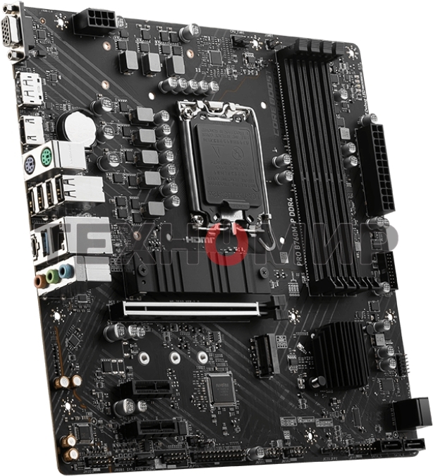 Материнская плата MSI PRO B760M-P DDR4, LGA 1700, Intel B760, 4xDDR4, 4xSATA, 2xM.2, 1xPCIe 4.0 x16, 2xPCIe 3.0 x1, 1xHDMI, 1xDP, 1xVGA, 1x1Gb LAN, 4xUSB-A 2.0, 1xUSB-A 3.2 Gen 1, 1xUSB-C 3.2 Gen 2, 3x3.5 мм, 7.1, mATX