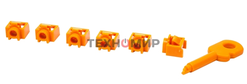 Комплект заглушек порта RJ-45 (6 шт.) + ключ, оранжевый