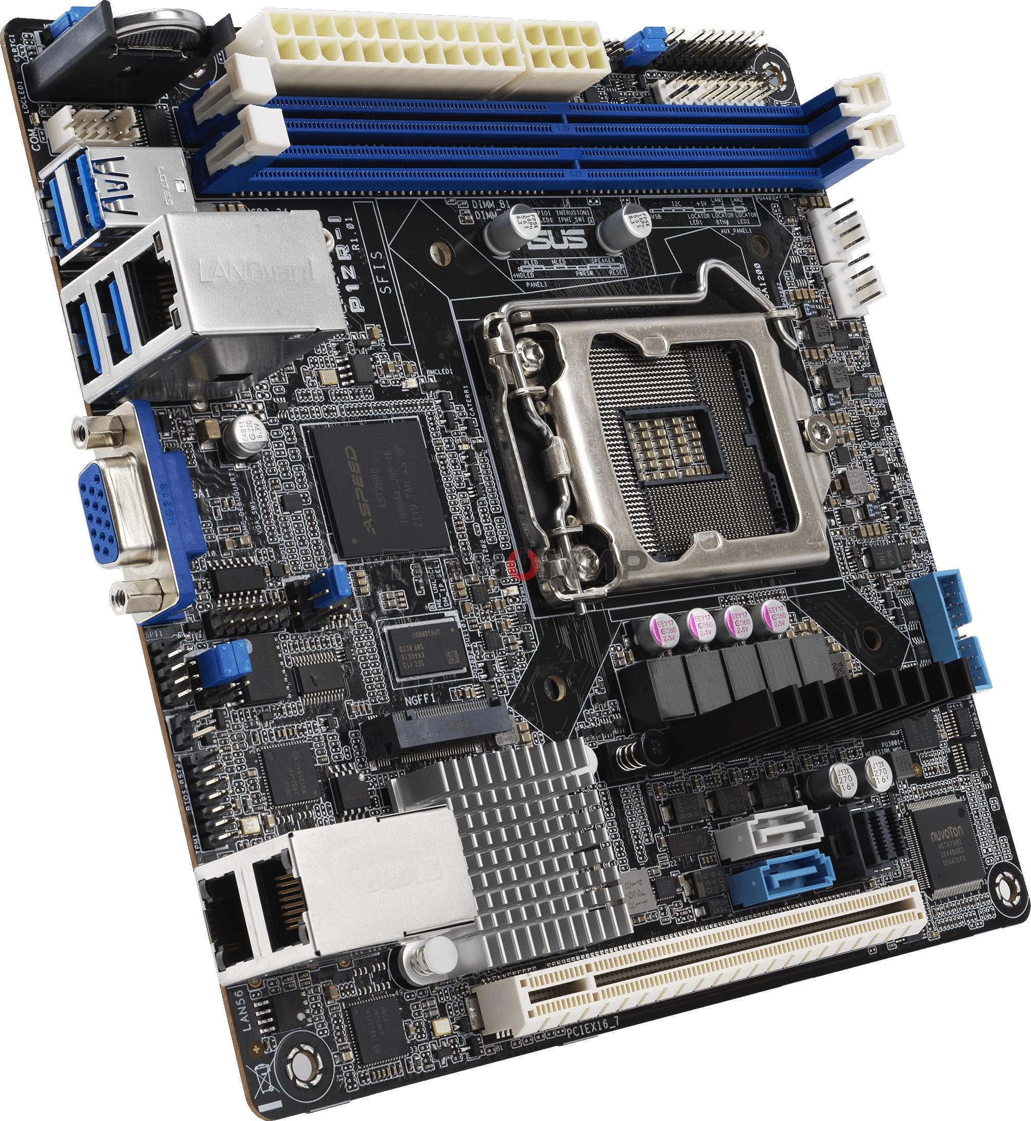 Материнская плата серверная ASUS P12R-I, LGA 1200, Intel C252, 2xDDR4, 6xSATA, 1xM.2, 1xPCI-E 4.0 x16, 2x1Gb LAN, 4xUSB-A 3.2 Gen 1, 1xVGA, COM-порт, Mini-ITX