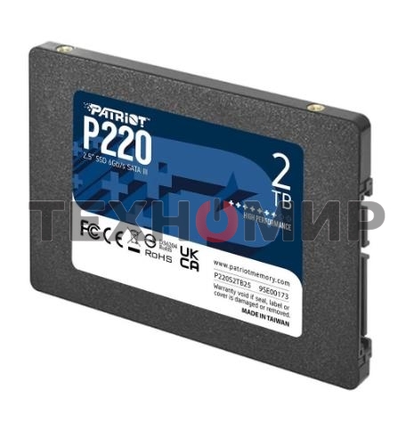 Накопитель SSD Patriot P220, 2Tb, SATA III, 2.5